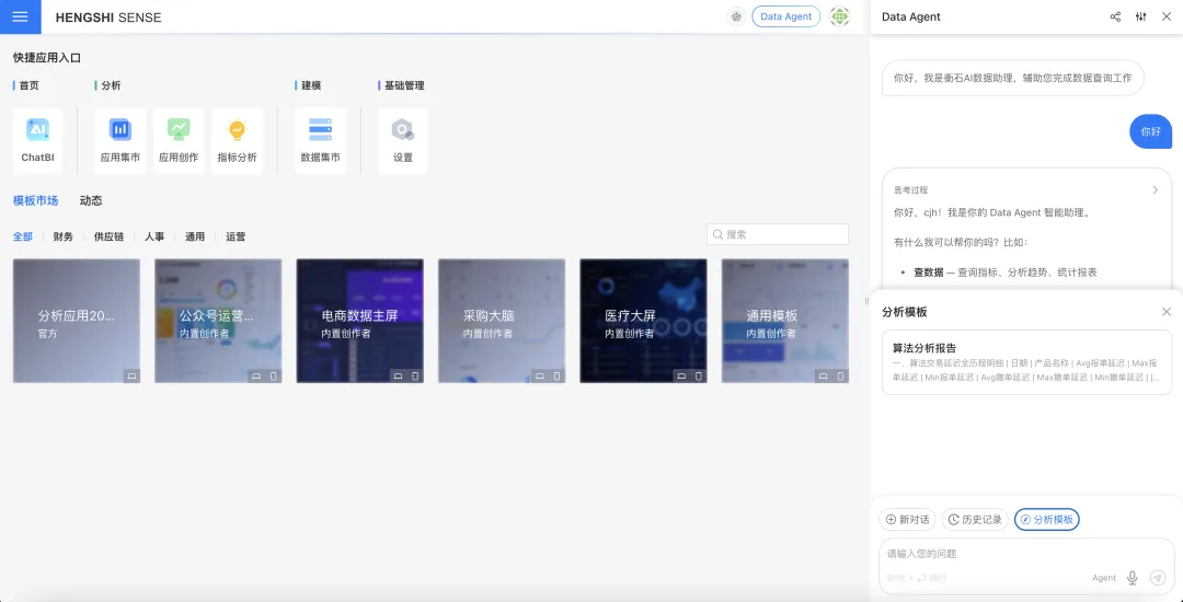 Analysis templates in HENGSHI ChatBI